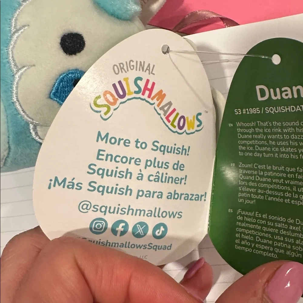 NWT 3.5” Duane‎ the Owl Keychain Clip Squishmallow